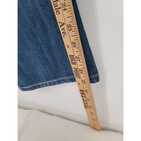 Miss Me Boot Cut Mid Rise Embellished Pocket Y2K 90s Denim Blue Jean 32 VTG - Picture 11 of 13